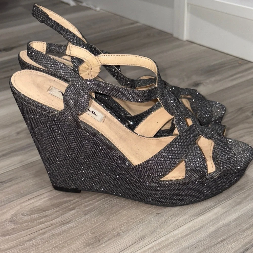 Nina Sparkling Black Strappy Heels